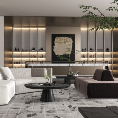 现代轻奢接待室吧台