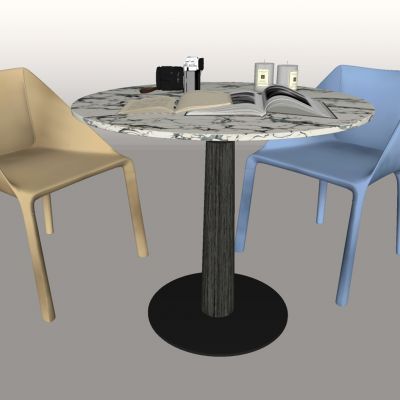 轻奢圆形休闲餐桌椅