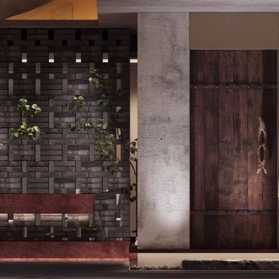 新中式中餐厅包厢 前台 过道