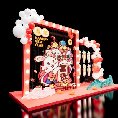 新中式兔年美陈SU模型