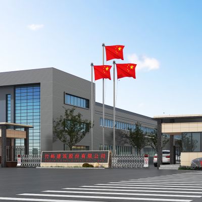 现代工厂公司大门入口 门卫岗亭 围墙 电动门 厂房 植物 国旗 景观石 石头(2018)