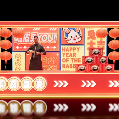 新中式兔年美陈SU模型