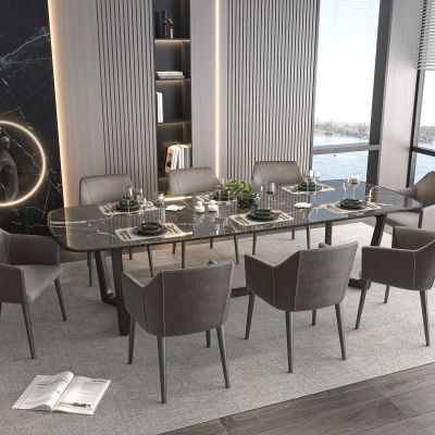 现代餐桌椅组合，餐具