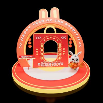 新中式兔年美陈SU模型