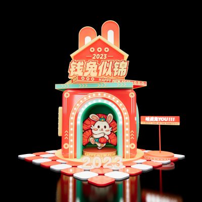 新中式兔年美陈SU模型