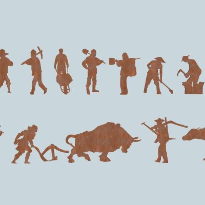 新中式民俗农耕剪影3D模型