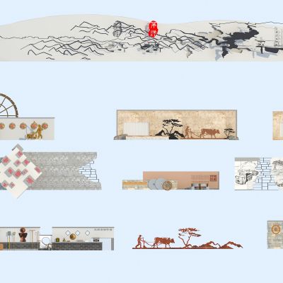 新中式民俗农耕文化景墙