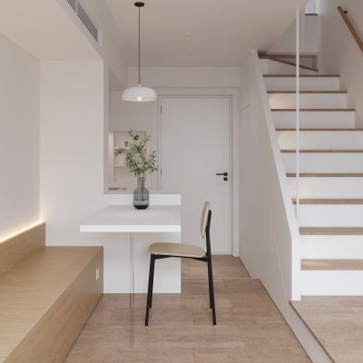 现代原木公寓客餐厅卧室