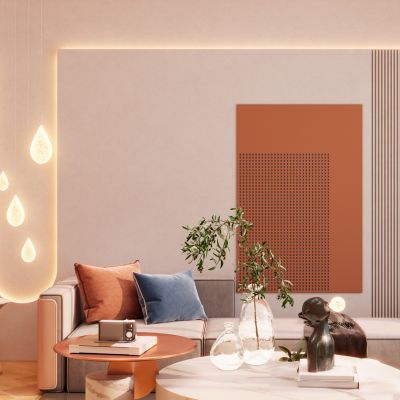 奶油诧寂风隐形门客厅沙发墙