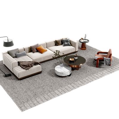 现代沙发茶几组合，落地灯，休闲椅，茶几，边几，L形沙发