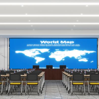 现代大会议室，培训桌椅，主席台桌椅3D模型