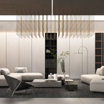 现代极简风格的客厅  沙发  茶几