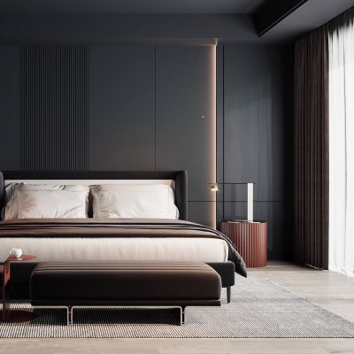 现代暗黑风卧室