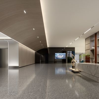 现代办公大厅前台休息区