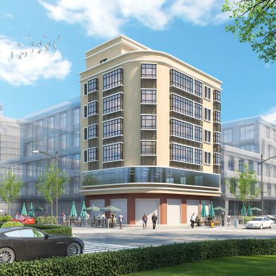 现代商业楼住宅楼临街楼街道道路