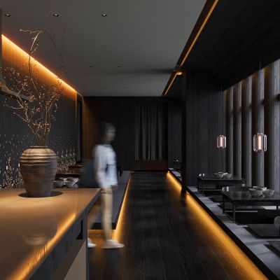 现代餐厅日料店暗黑风