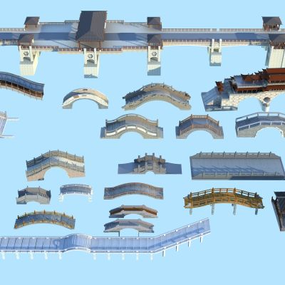 中式石桥 风雨桥 景观桥