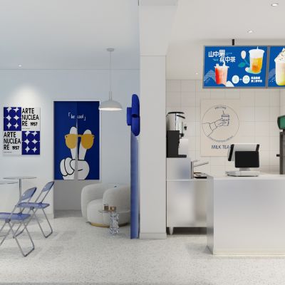 现代极简奶茶店