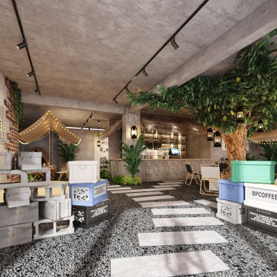 现代露营风咖啡厅