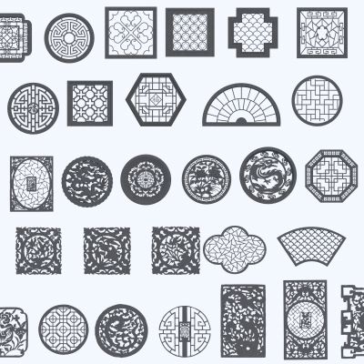 中式镂花窗3D模型