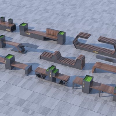 现代景观座椅3D模型