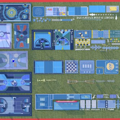 现代 篮球场 体育活动场地  消防登高面