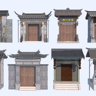 新中式大门3D模型