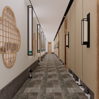 新中式酒店走廊过道