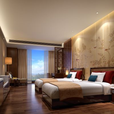 酒店客房 双人床