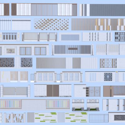 现代围墙3D模型