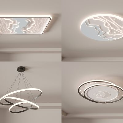 大气 轻奢 客厅灯 卧室灯 现代简约星空吸顶灯全屋灯具组合3d模型