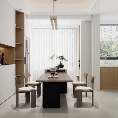 现代原木色餐厅