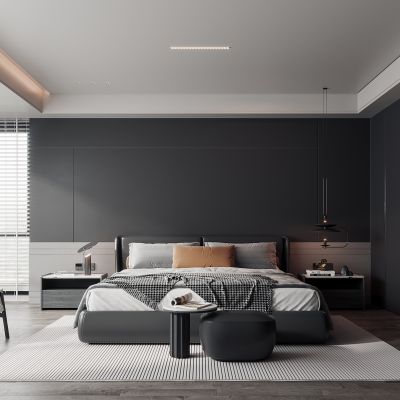 现代暗黑风卧室