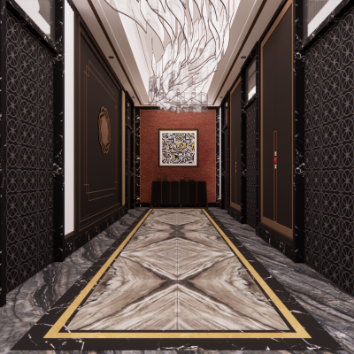 中式酒店走廊过道