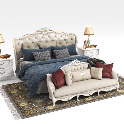 简欧双人床组合