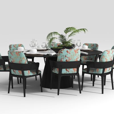 现代圆餐桌椅组合