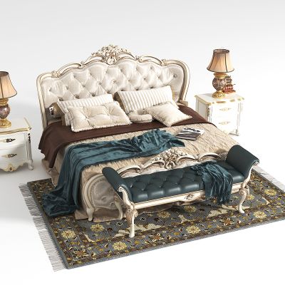 简欧双人床组合