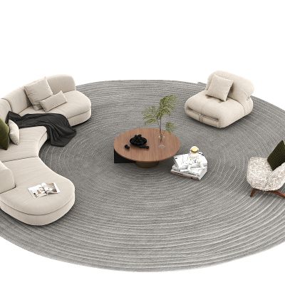 沙发茶几组合，弧形沙发，共几，休闲单人沙发