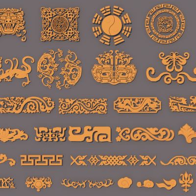 中式雕花3D模型