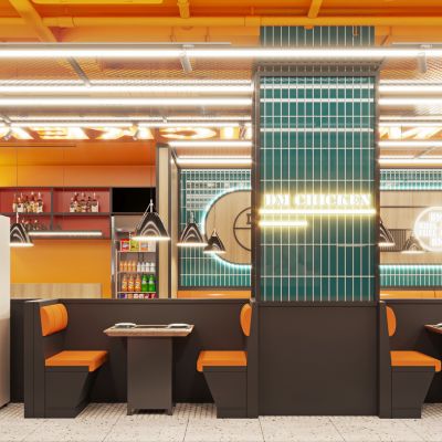 工业风炸鸡店门头