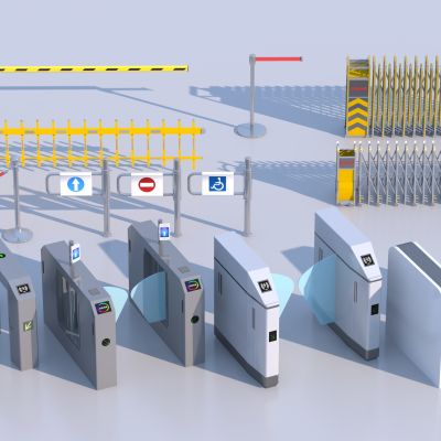 现代通道闸机门禁收费杆组合