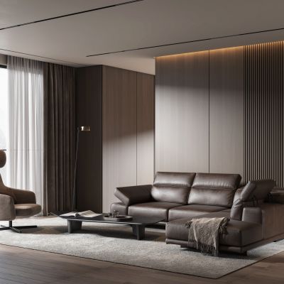 现代转角沙发茶几组合