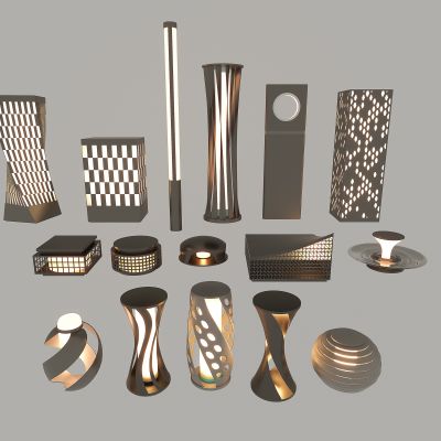 现代草坪灯 景观灯 花园灯 庭院灯异形3d模型组合