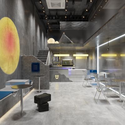 现代侘寂咖啡店门头