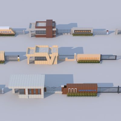 现代大门门卫保安亭入口