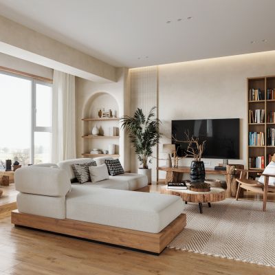 现代原木色客厅