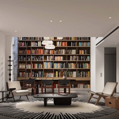 现代别墅书房会客厅