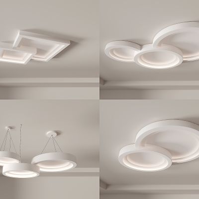 客厅灯 卧室灯 吸顶灯 简约 现代新款 主灯高档轻奢灯具3d模型组合