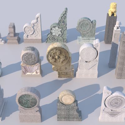 中式抱鼓石3D模型