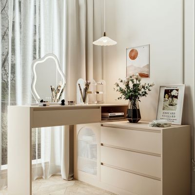 现代奶油风梳妆台
